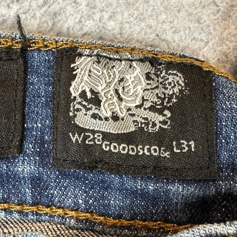 Heritage America Jeans Mens 28X31 Tactical Cargo Slim Blue Red Acid Wash Denim